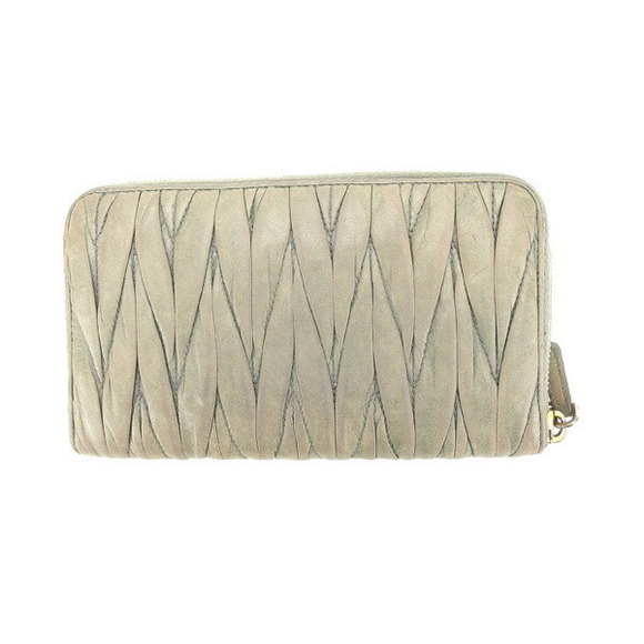 Miu Miu long Wallet green gray Matelasse - Picture 1 of 6
